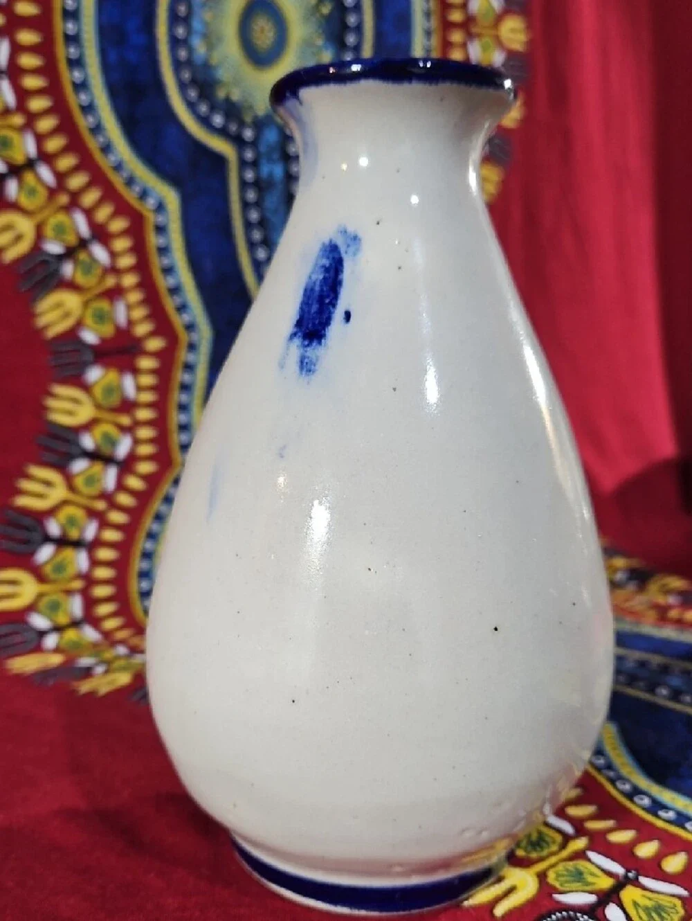 VTG Tonala Mexican Art Pottery Vase - Hand-Painted Bird & Floral Motif